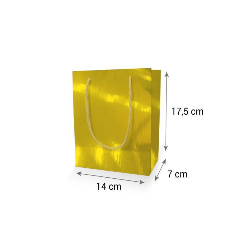 sacola de papel dourada