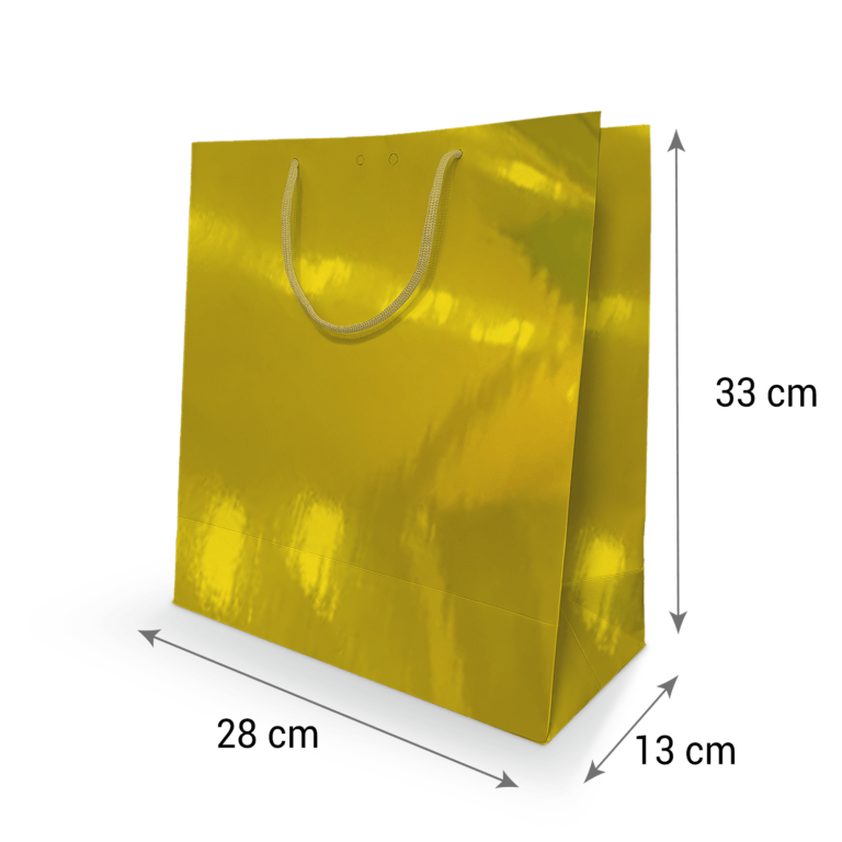 sacola de papel dourada